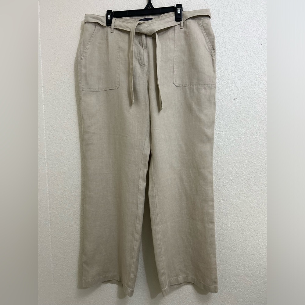 MYS collection 100% line Tan Straight Leg Pants with Lightweight Fabric 18 - Picture 5 of 14